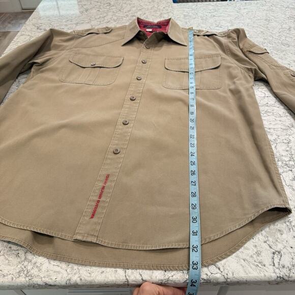 RARE Tommy Hilfiger Outdoor Shirt Mens Size XL Safari Khaki Button Up Utility - Picture 12 of 12